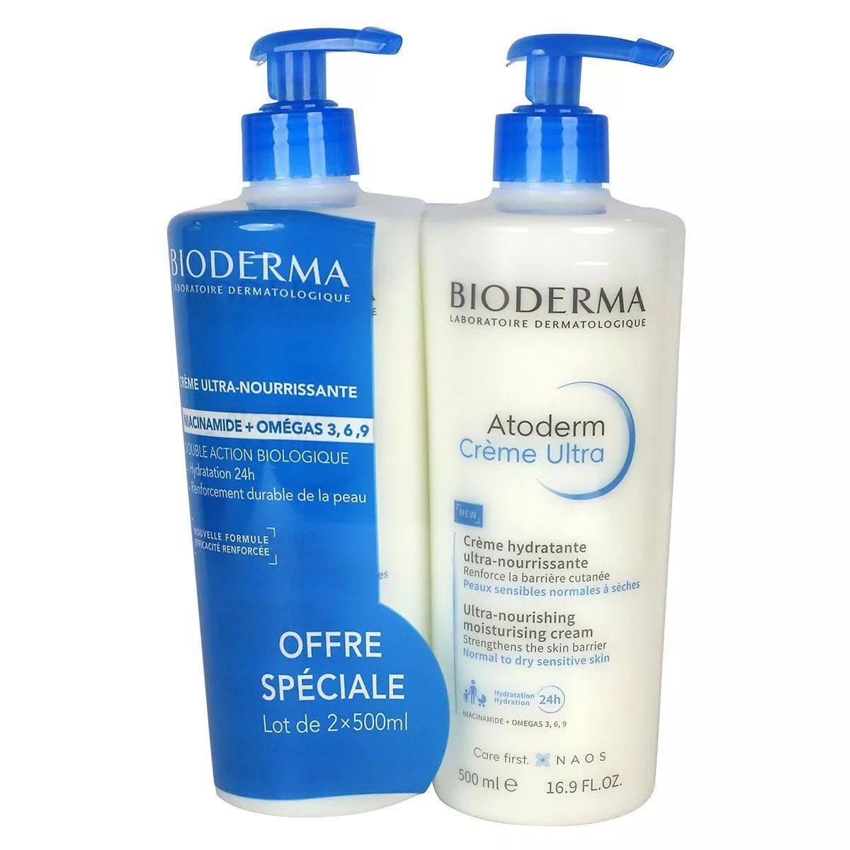 Bioderma Atoderm Ultra-Nourishing Moisturising Cream 2 x 500ml